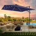 thumbnail image 1 of FLAME&SHADE 9×9FT Square Cantilever LED Umbrella For Your Outdoor Space – 240g Solution-Dyed Fabric, Aluminum Frame, and Innovative 360° Rotation System,Navy Blue, 1 of 6