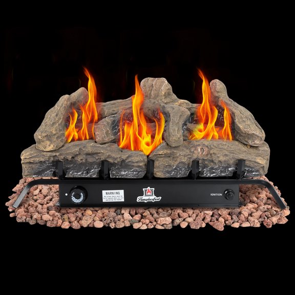 FLAMEPLACEFRONT Ventless Fireplace Logs Set for LP/Propane 30 Inch