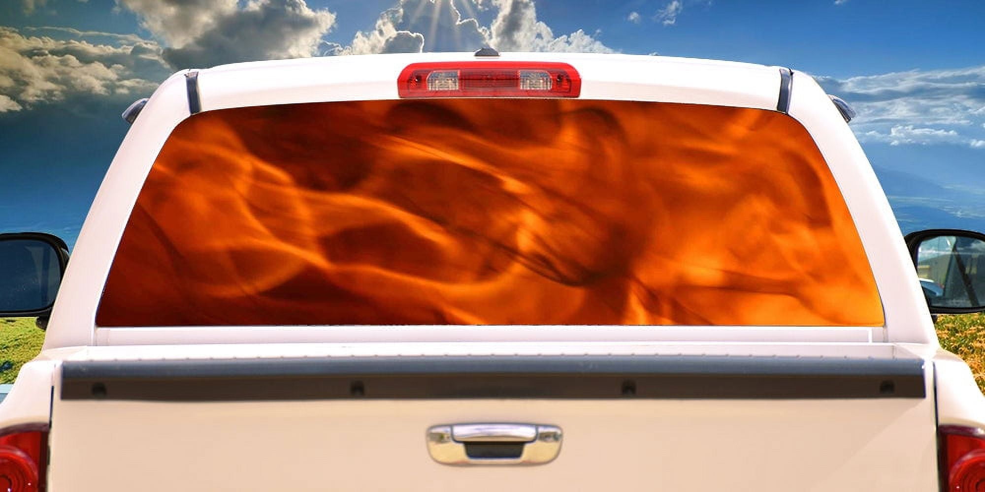 FLAMES 1 Rear Window Graphic tint decal truck view thru vinyl