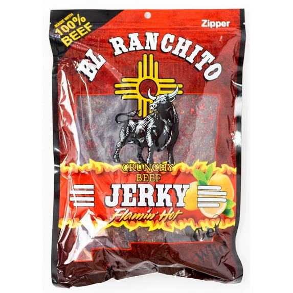 FLAMIN` HOT - El Ranchito Crunchy Beef Jerky NET WT. 6 OZ, HOT CHEETOS