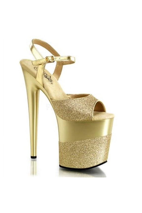 FLAMINGO-809-2G, 8" Heel 4" Platform Ankle Strap Sandal