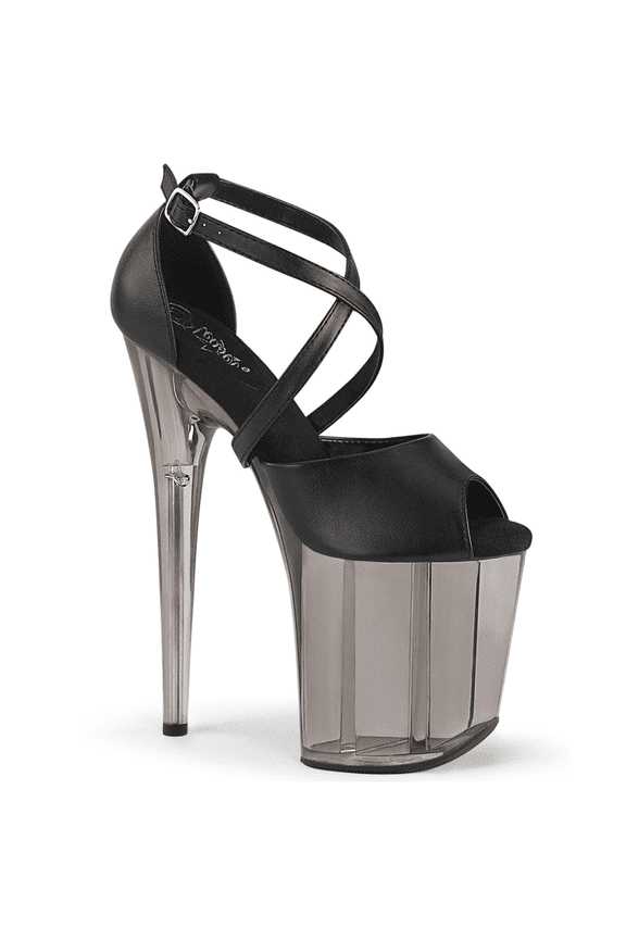 FLAMINGO-840T, 8" Heel 4" Tinted Platform Peep Toe Close Back Sandal
