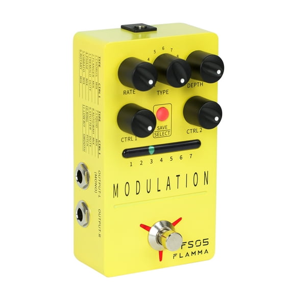 FLAMMA FS05 Multi Modulation Pedal Guitar Pedal Stereo Effects Flanger Chorus Tremolo Phase Effects 7 Storable Slots 11 Modulation Effects True Bypass