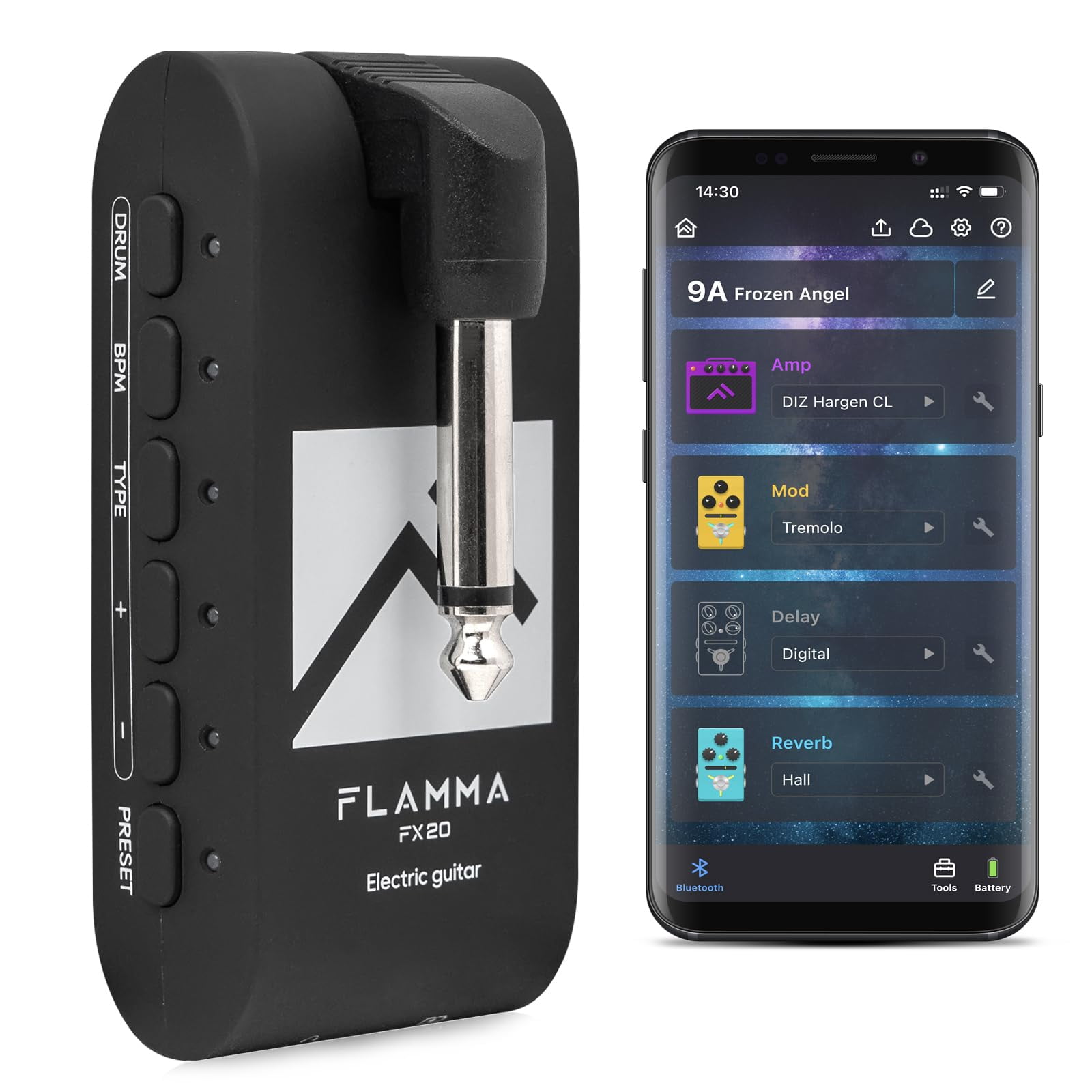FLAMMA FX20 Guitar Headphone Amp with APP 40 Drum Grooves 52 Amp Modes