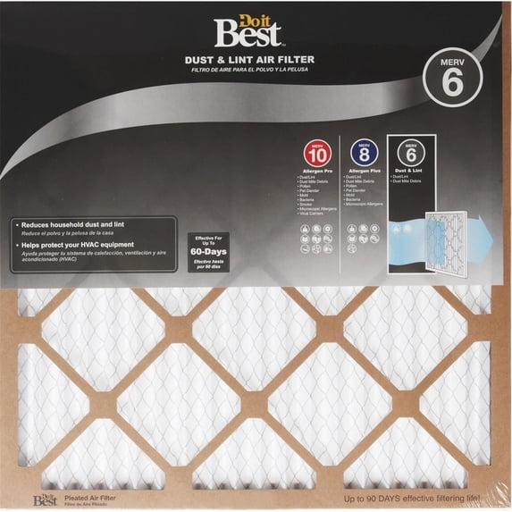 Flanders Air Filter MERV 6 - Dust Removal - 16 x 25 x 1 — Residential Use, Standard Application
