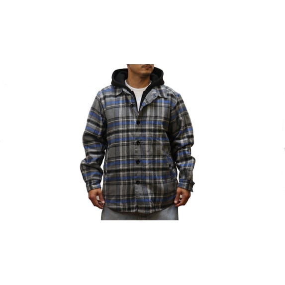 FLANNEL JACKET WITH FLEECE HOOD AND QUILTED NYLON LINING