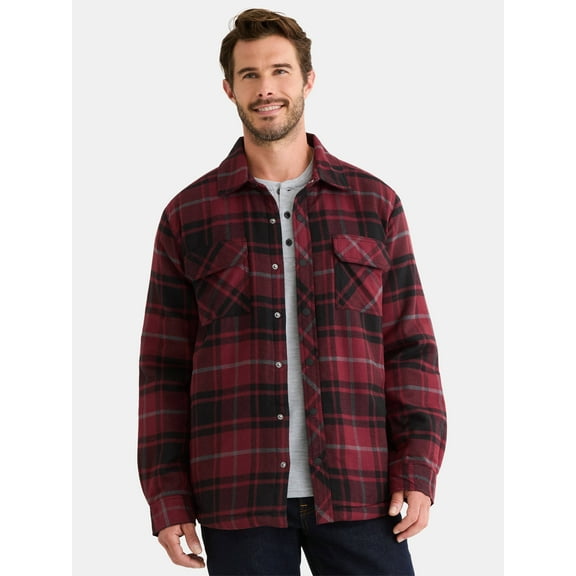George Men's Shirt Jacket with Long Sleeves, High Pile Fleece Lining, Sizes S-3XL