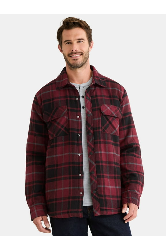 Men's Shirt Jacket with Long Sleeves, High Pile Fleece Lining, Sizes S-3XL