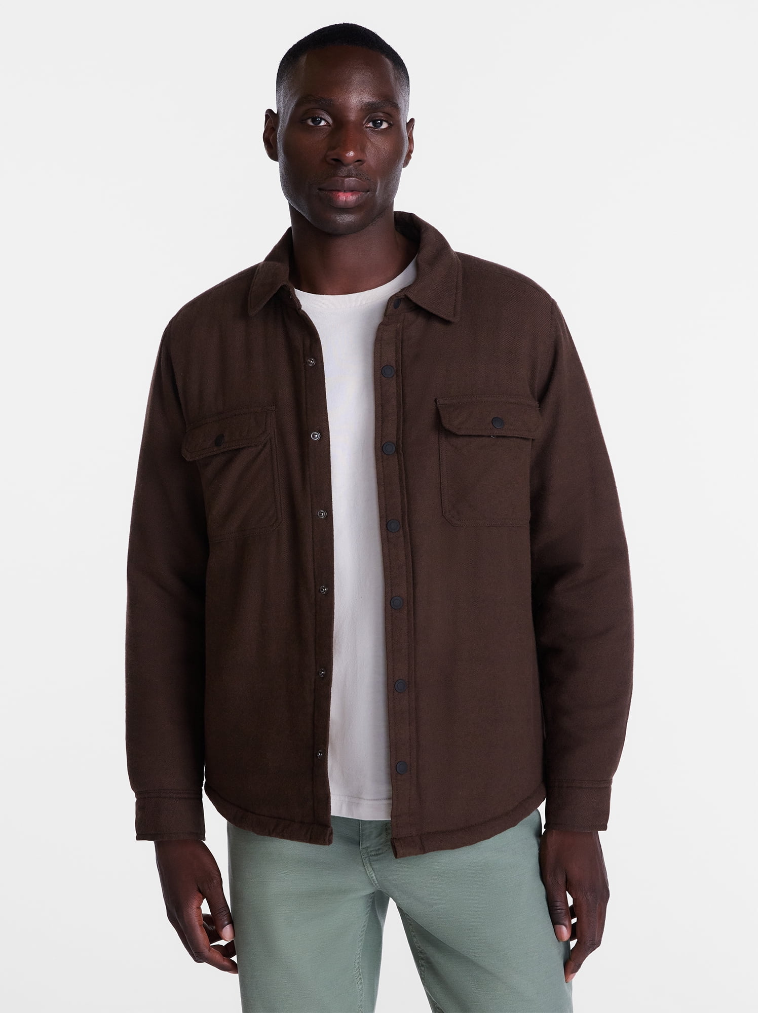 George Men's and Big Men's Shirt Jacket with Long Sleeves, Sizes S-3XL