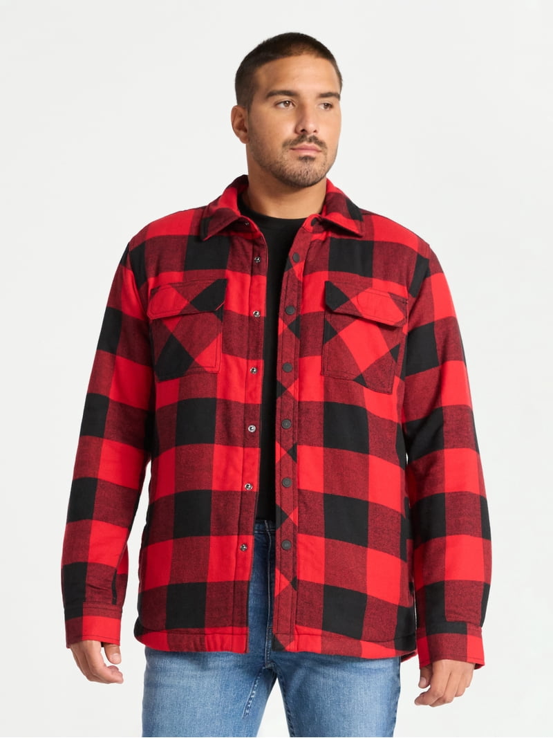 George Men's Shirt Jacket with Long Sleeves, High Pile Fleece