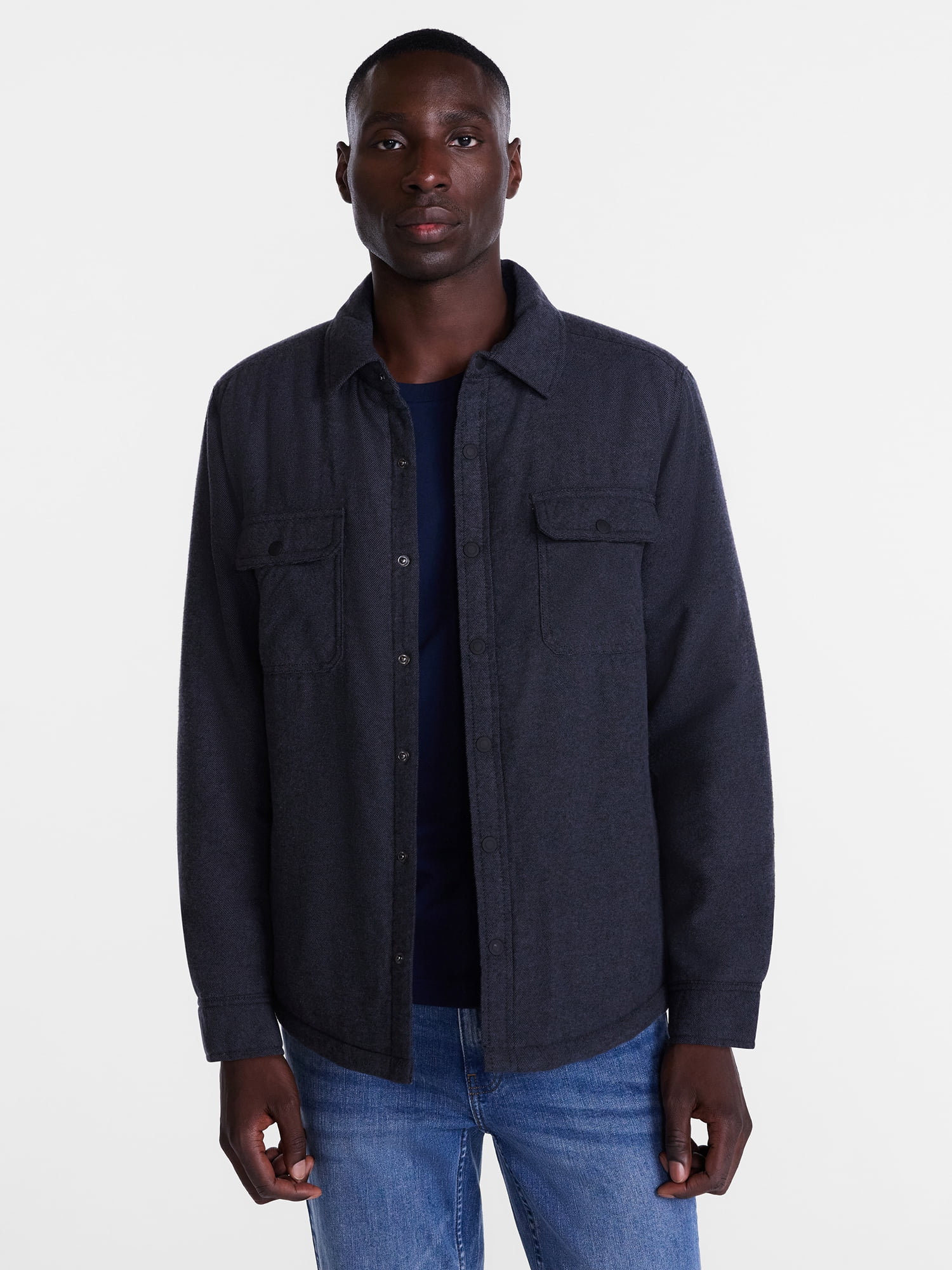 George Men's and Big Men's Shirt Jacket with Long Sleeves, Sizes S-3XL