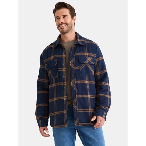 Men's Shirt Jacket with Long Sleeves, High Pile Fleece Lining, Sizes S-3XL