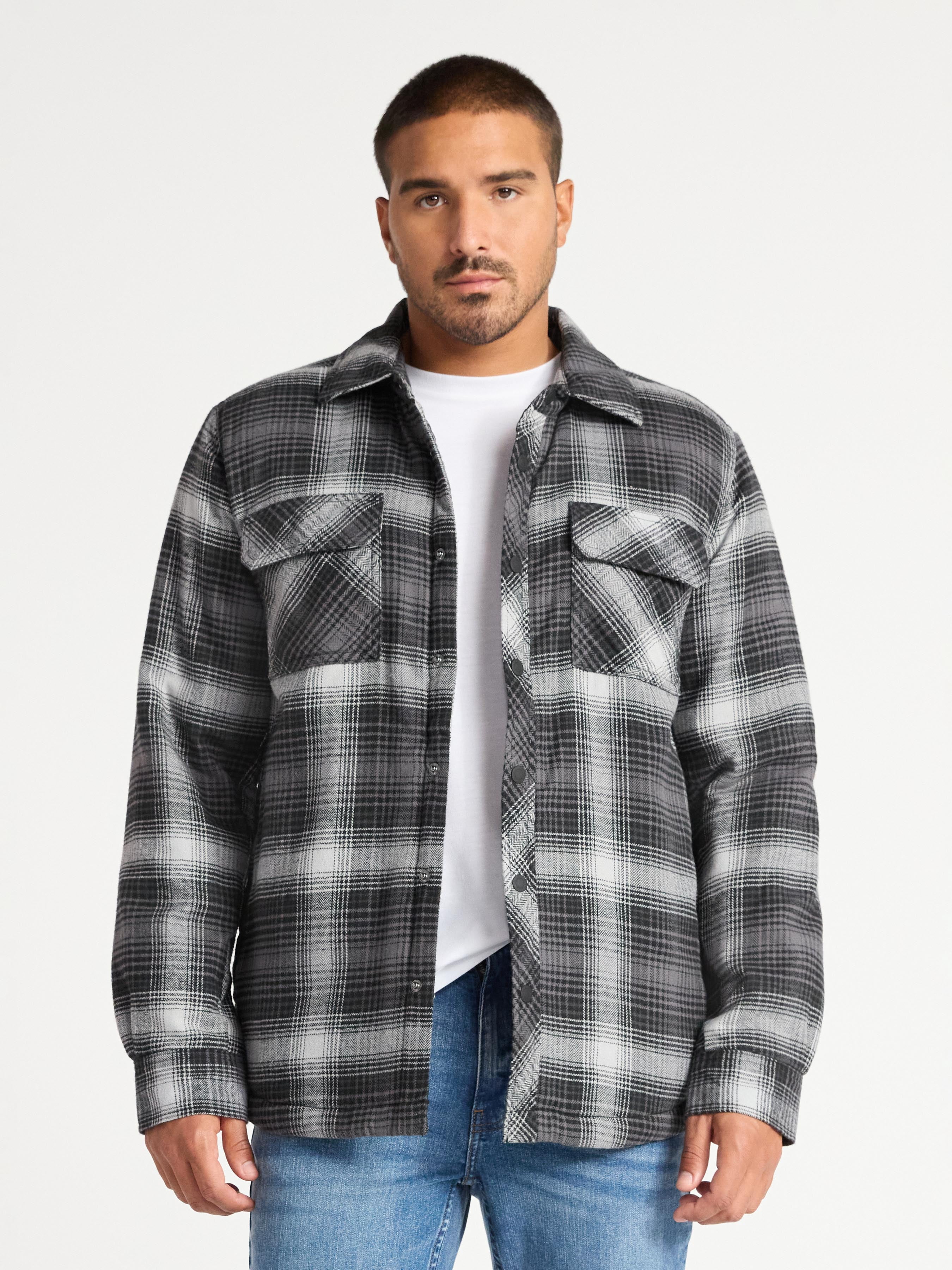 George Men's Shirt Jacket with Long Sleeves, High Pile Fleece Lining, Sizes S-3XL