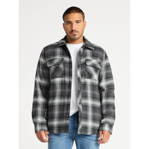 George Men's Shirt Jacket with Long Sleeves, High Pile Fleece Lining, Sizes S-3XL