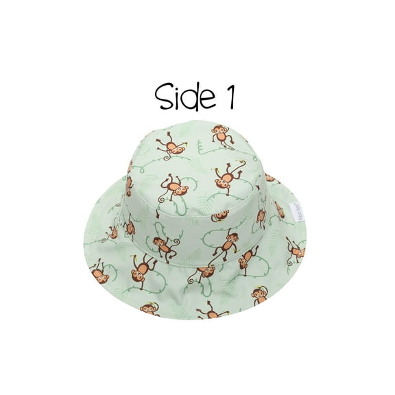 FLAPJACKKIDS Kids' Reversible Patterned Sun Hat - Lion/Monkey - XS (0-6m)