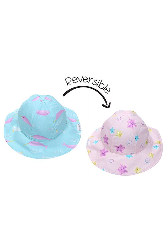 Kids' Reversible Patterned Sun Hat - Narwhal/Starfish - S (6m-2y)