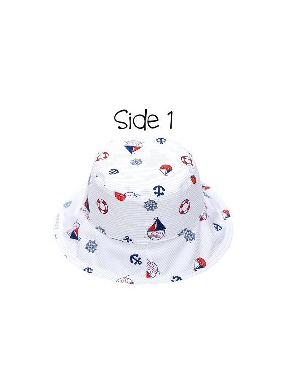 Kids' Reversible Patterned Sun Hat - Nautical - XS (0-6m)