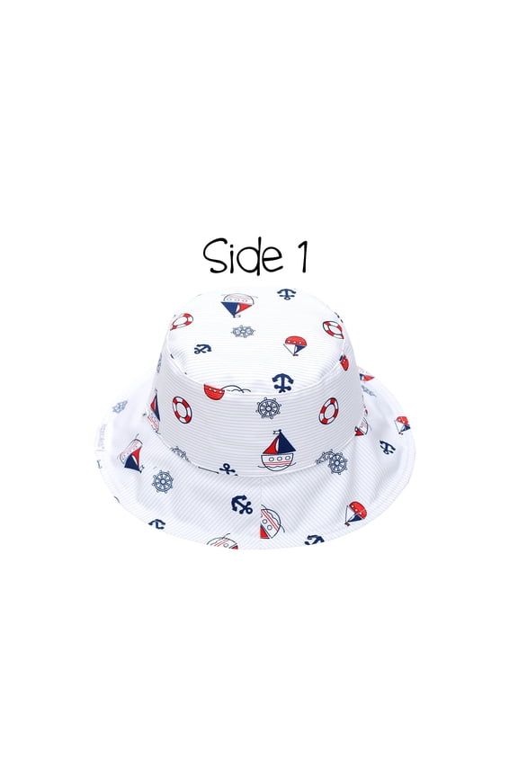 Kids' Reversible Patterned Sun Hat - Nautical - XS (0-6m)