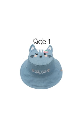 Kids' Reversible Sun Hat - Cat/Cherry - M (2-4y)