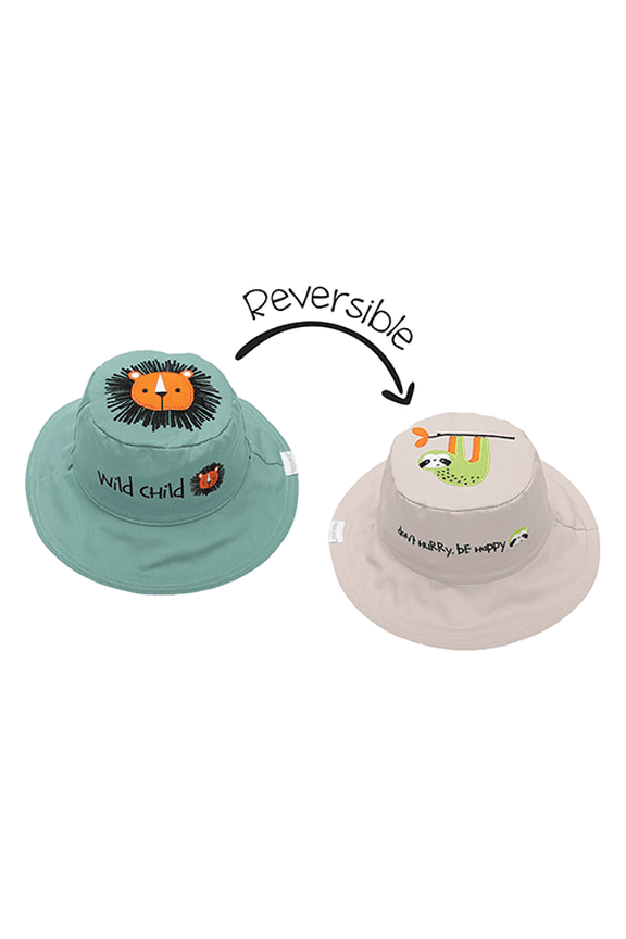 Kids' Reversible Sun Hat - Lion/Sloth - M (2-4y)