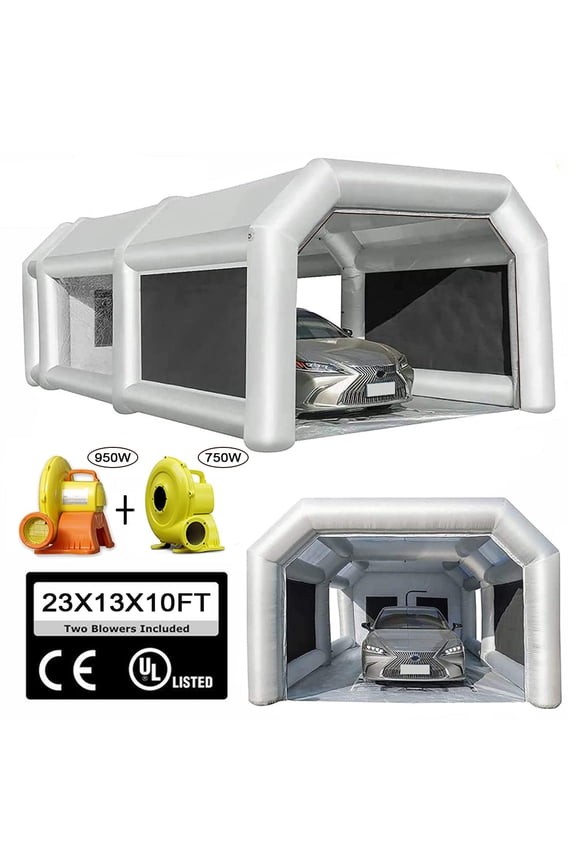 23X13X10FT Inflatable Paint Booth with 950W+750W Blowers, Professional Cars, Auto Parts, Furnitures Painting Clean Workstation Portable Spray Paint Booth with Oversized Air Filter System
