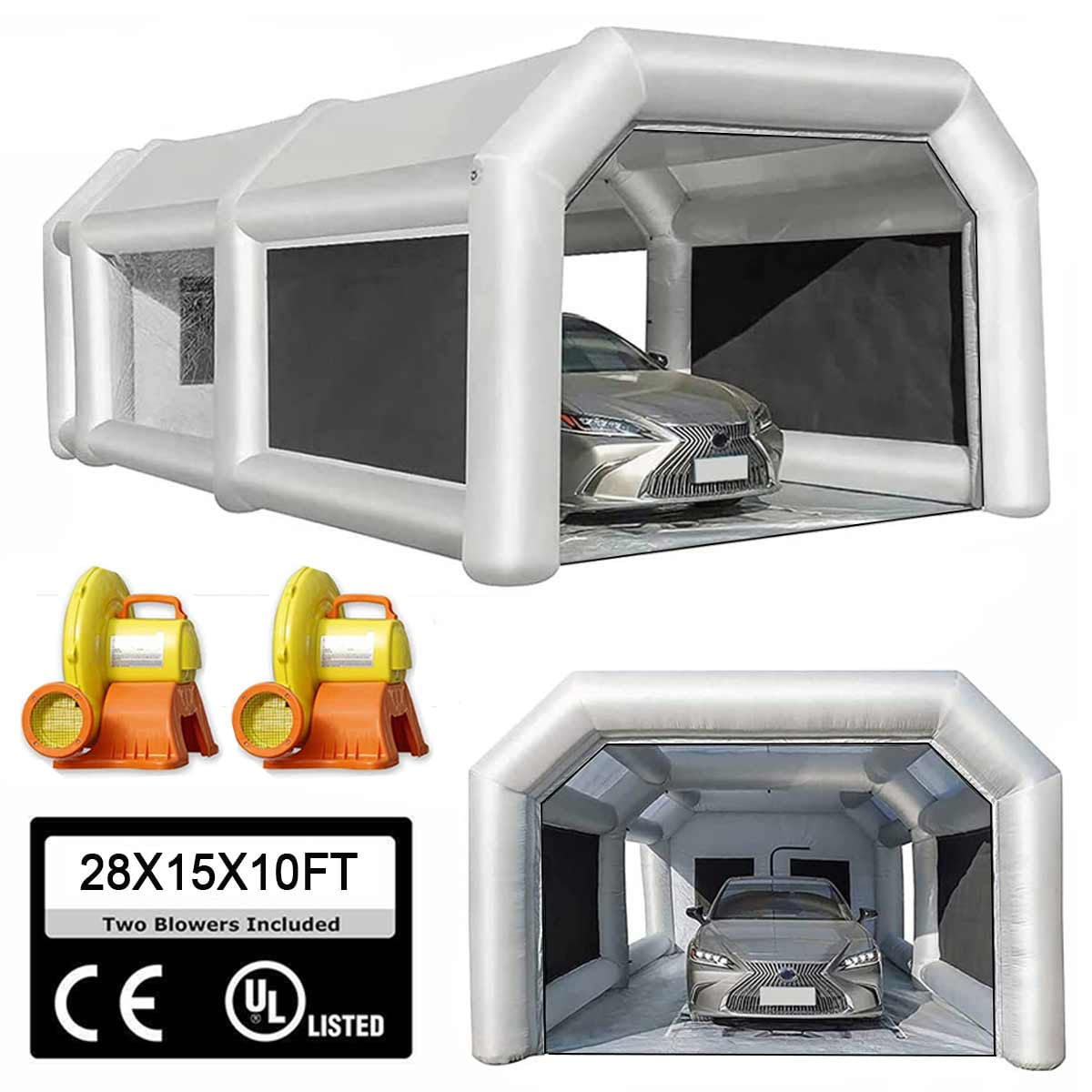 FLAPKWAN 28X15X10FT Inflatable Paint Booth with High-Power Blowers 950W ...