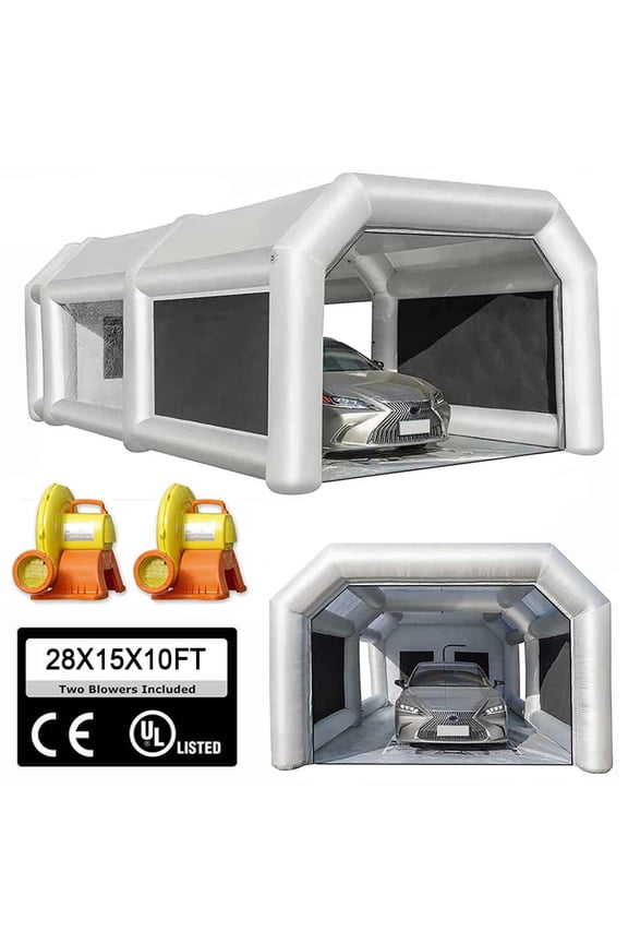 28X15X10FT Inflatable Paint Booth with High-Power Blowers 950W+750W, Professional Car Painting Workstation Portable Spray Paint Booth with Oversized Air Filter System