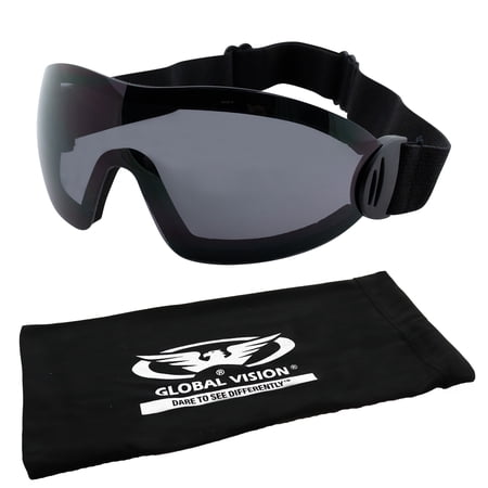 Global Vision Flare Wing Skydiving Goggles Paragliding Smoke Tint Includes Storage Pouch