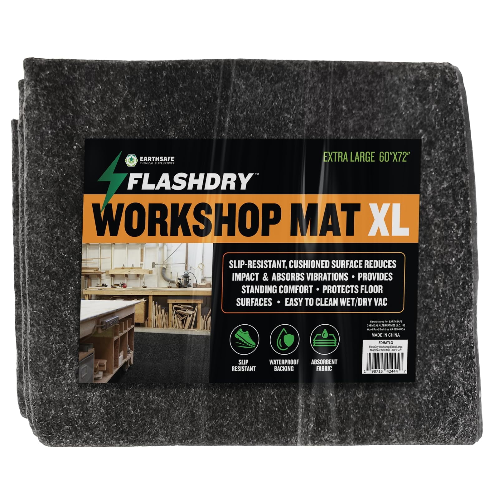FlashDry Extra Large Gray Waterproof Workshop Mat 60" x 72"