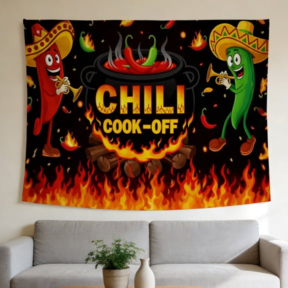 FLASHLUMI 40"×30" Tapestry, Chili Cook-Off Tapestry, Decorative Wall Hanging for Bedroom Living Room Office Home Decor