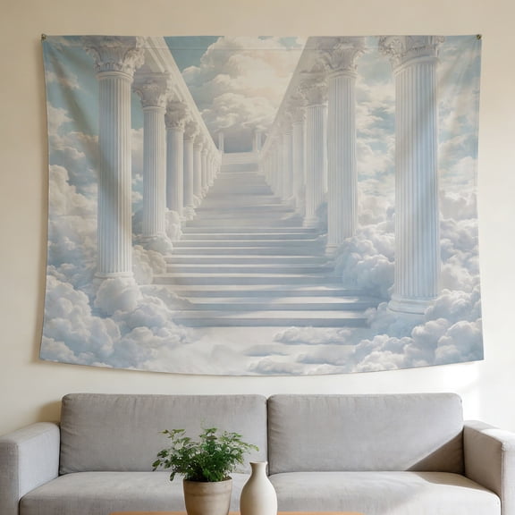 FLASHLUMI 40"×30" Tapestry, Heavenly Staircase Tapestry, Aesthetic Greek Columns Cloud Wall Hanging for Bedroom Living Room