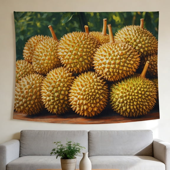 FLASHLUMI 40"x30" Durian Fruit Tapestry, Tropical Food Wall Hanging, Realistic Exotic Fruit Wall Art for Bedroom Living Room Dorm Home Decor