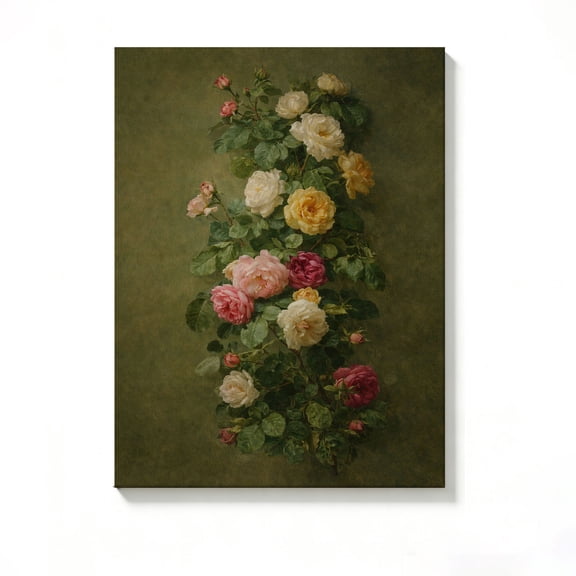 FLASHLUMI 8x12 Inch Vintage Multicolored Rose Still Life Canvas Wall Art, Classic Floral Decor for Living Room Bedroom