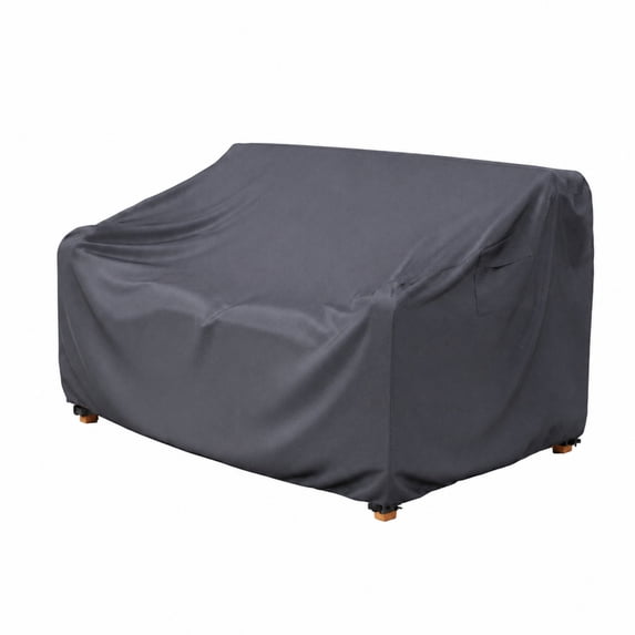 FLASHLUMI Heavy Duty Waterproof Outdoor Patio Sofa Cover, Windproof UV Resistant Furniture Protector with Buckles & Drawstring, Light Gray, 54"x37"x35"