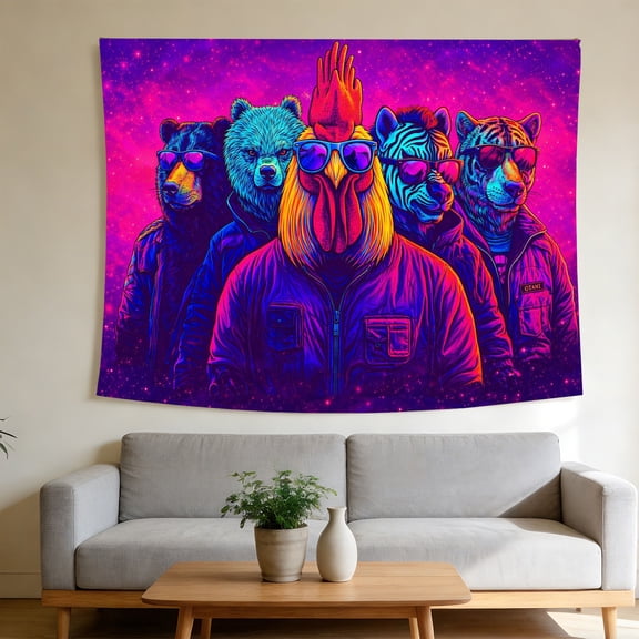 FLASHLUMI UV Reactive Blacklight Tapestry, 40x30in Glow in the Dark Wall Hanging Tapestries for Bedroom Living Room Dorm Decor