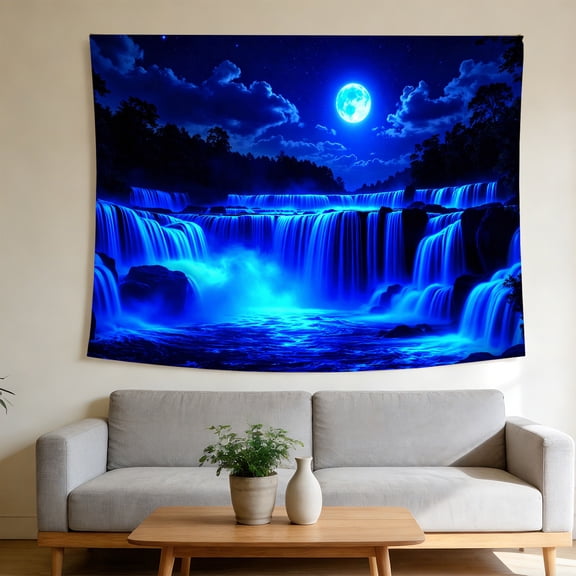 FLASHLUMI UV Reactive Blacklight Tapestry, 40x30in Glow in the Dark Wall Hanging Tapestries for Bedroom Living Room Dorm Decor