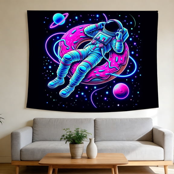 FLASHLUMI UV Reactive Blacklight Tapestry, 40x30in Glow in the Dark Wall Hanging Tapestries for Bedroom Living Room Dorm Decor