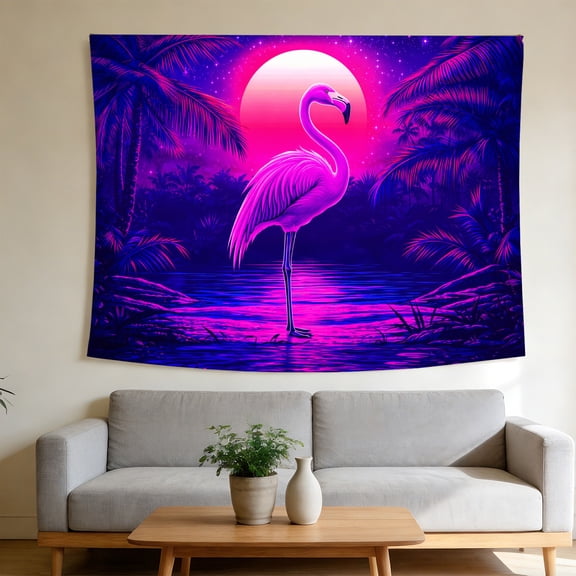 FLASHLUMI UV Reactive Blacklight Tapestry, 40x30in Glow in the Dark Wall Hanging Tapestries for Bedroom Living Room Dorm Decor