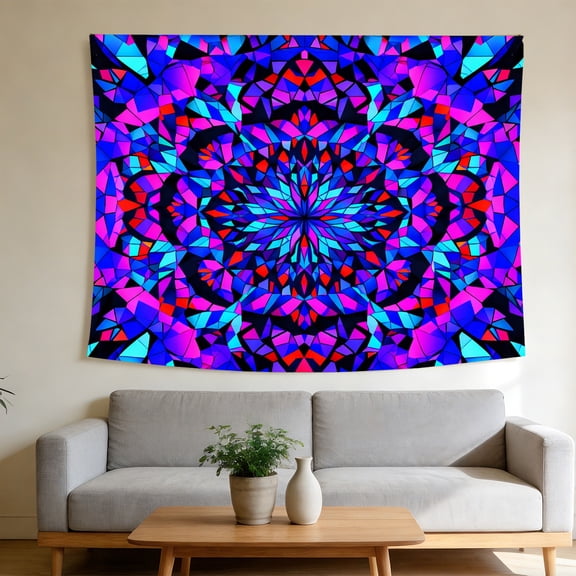 FLASHLUMI UV Reactive Blacklight Tapestry, 60x40in Glow in the Dark Wall Hanging Tapestries for Bedroom Living Room Dorm Decor