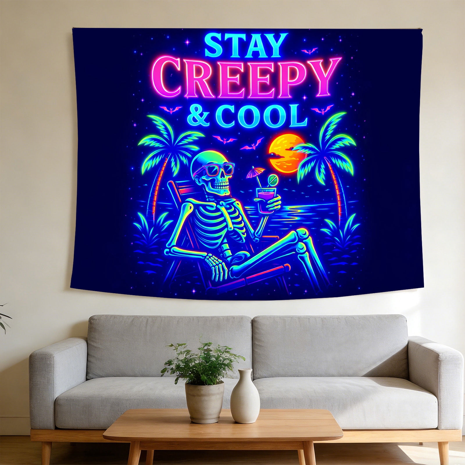 FLASHLUMI UV Reactive Blacklight Tapestry, 60x50in Glow in the Dark ...