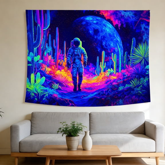 FLASHLUMI UV Reactive Blacklight Tapestry, 60x50in Glow in the Dark Wall Hanging Tapestries for Bedroom Living Room Dorm Decor