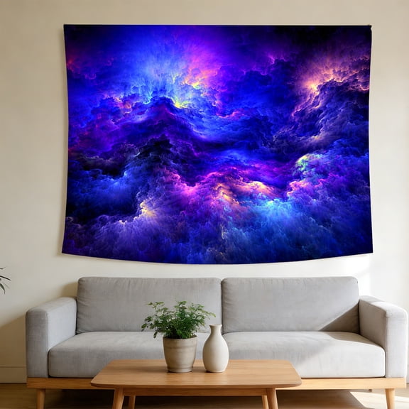 FLASHLUMI UV Reactive Blacklight Tapestry, 80x60in Glow in the Dark Wall Hanging Tapestries for Bedroom Living Room Dorm Decor