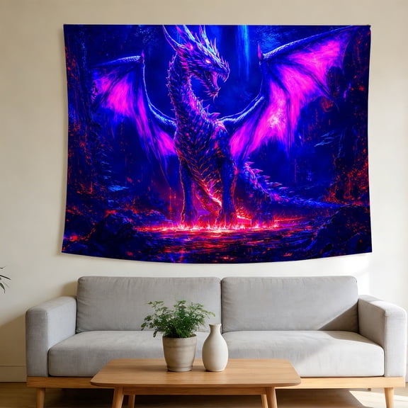 FLASHLUMI UV Reactive Blacklight Tapestry, 90x60in Glow in the Dark Wall Hanging Tapestries for Bedroom Living Room Dorm Decor