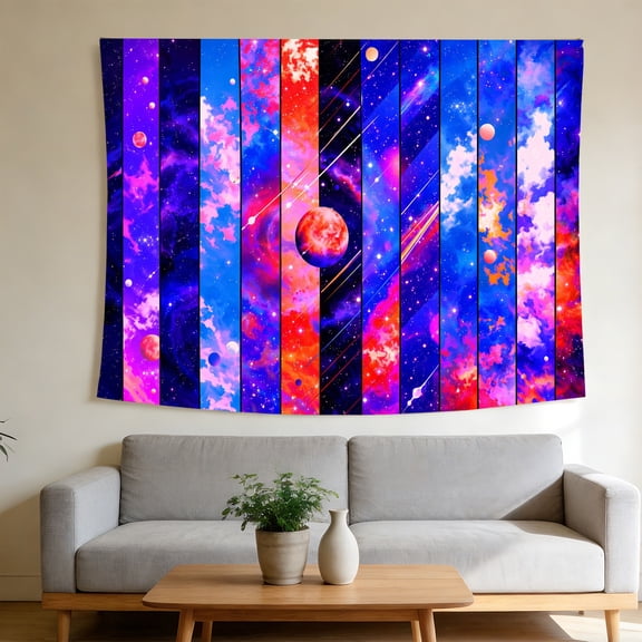 FLASHLUMI UV Reactive Blacklight Tapestry, 90x70in Glow in the Dark Wall Hanging Tapestries for Bedroom Living Room Dorm Decor