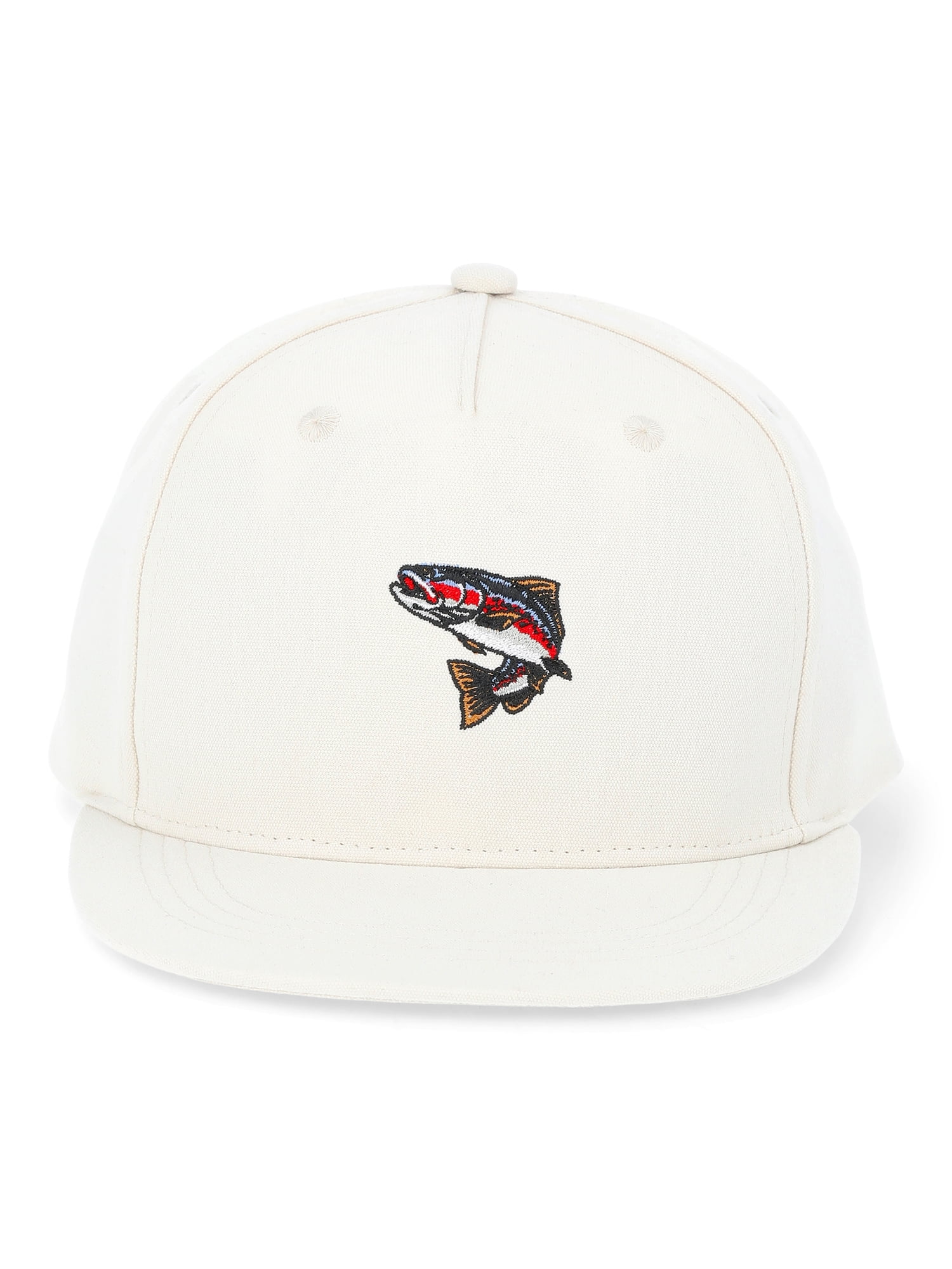 Wonder Nation Boys Flat Bill Snap Back Hat with Embroidered Fish