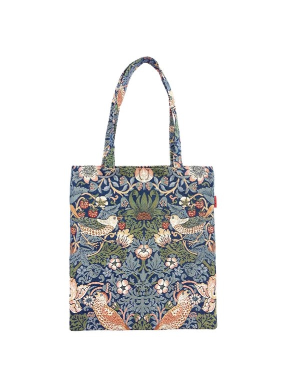 Reusable Flat Tote Bag, William Morris Strawberry Thief Blue