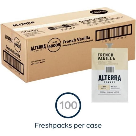FLAVIA 48009 0.23 oz. Pouch Alterra Coffee Freshpack - French Vanilla (100/Carton)
