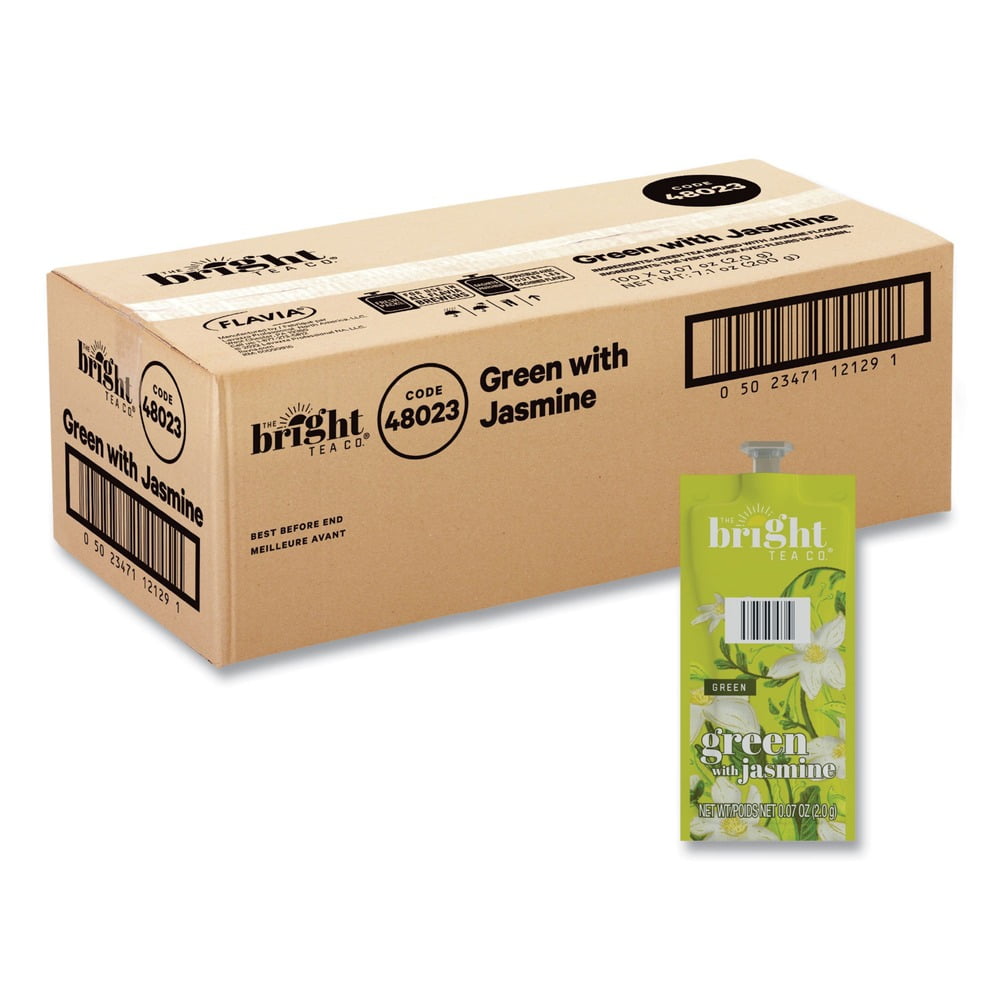 FLAVIA 48023 0.07 oz. Pouch The Bright Tea Co. Freshpack - Green with Jasmine (100/Carton)