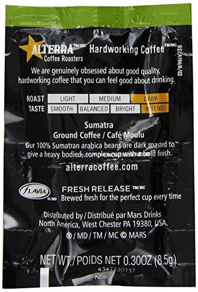 FLAVIA ALTERRA Coffee, Sumatra, 20Count Fresh Packs (Pack of 5)