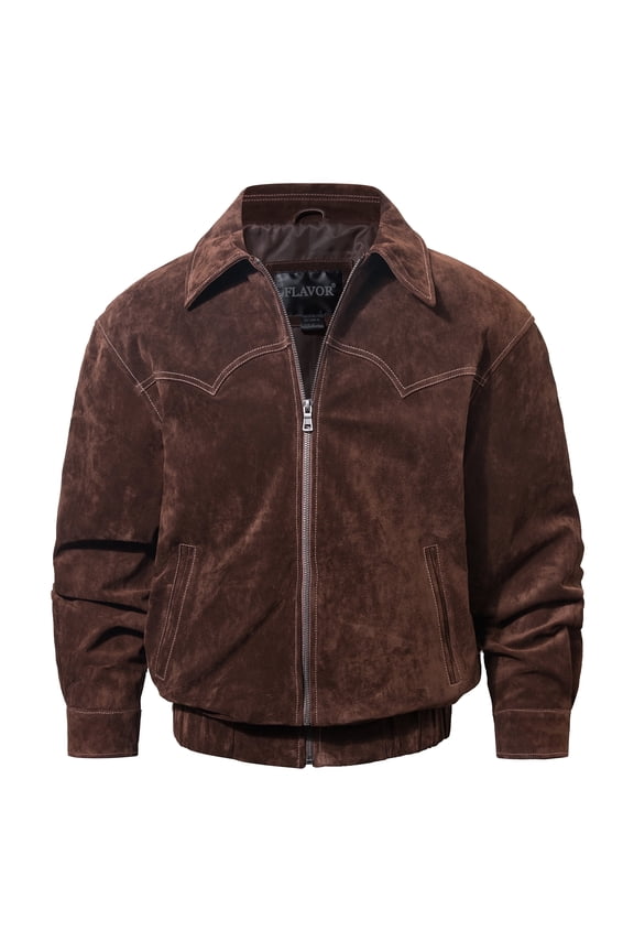 Men Genuine Leather Bomber Jacket Casual Fall Winter Jacket Brown (3X-Large, Dark Brown)